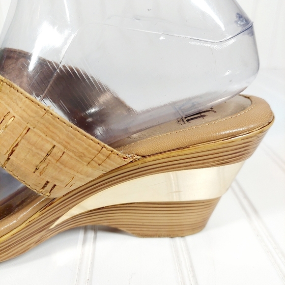 SOFFT Wedge Cork Tan Gold Accents Ultra Comfy Slip On Slide Sandals A429 - Picture 9 of 14